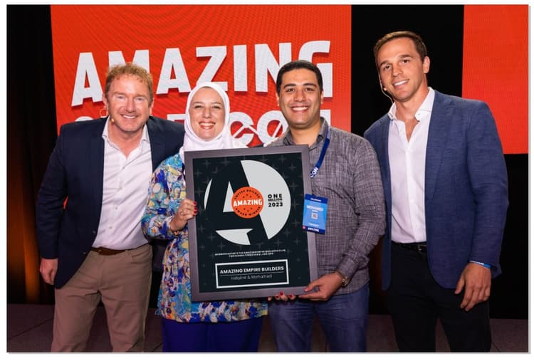 Mohamed Amer and Helaine Mello with Matt Clark and Mike McClary at Amazing Selling event